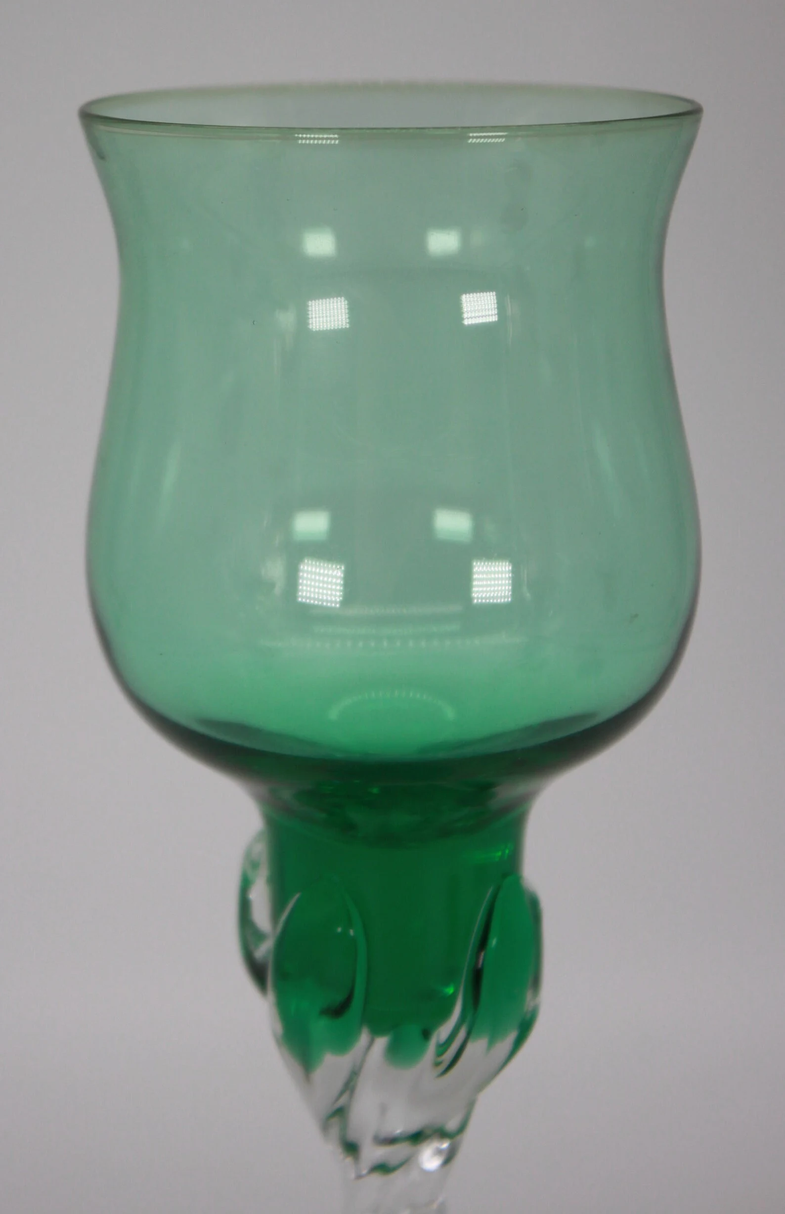 BLEFELD & Co Glass Harlequin twist stem crystal 6 Glasses CIRCA 1970s