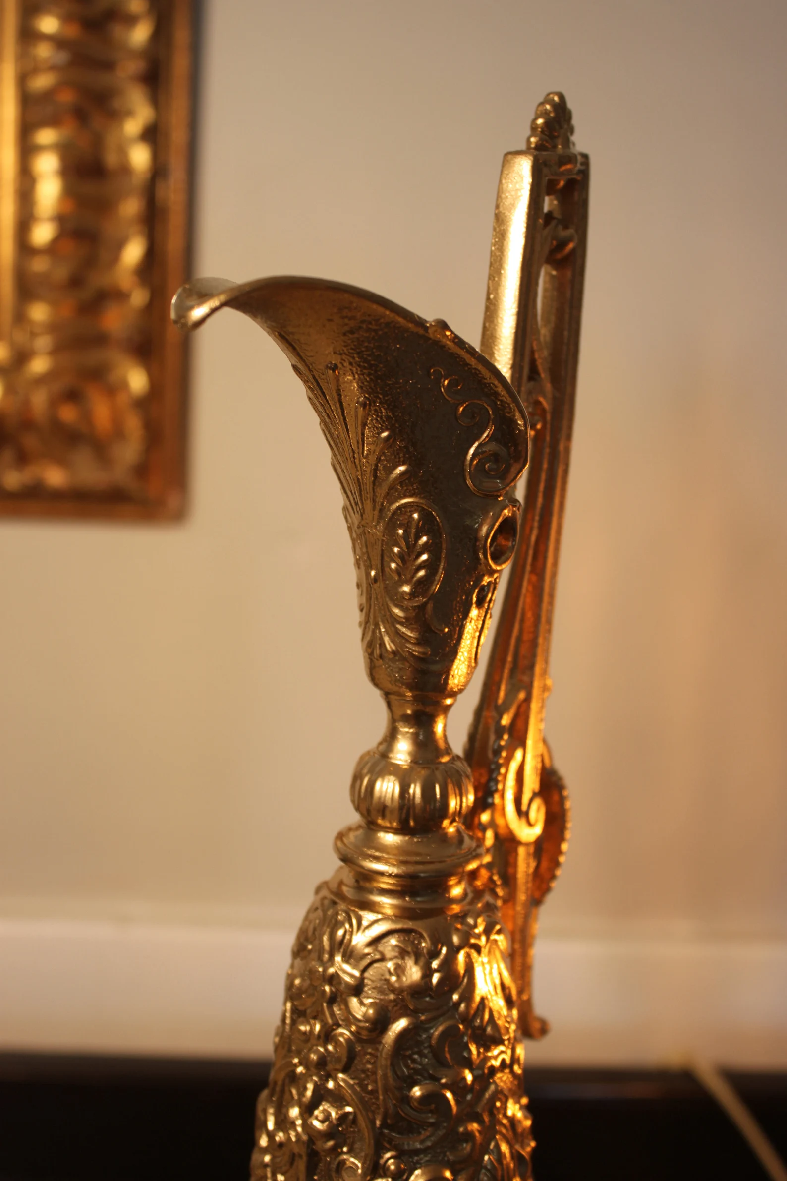 Art Nouveau cast metal spelter ornate Ewer Pitcher CIRCA 1950s