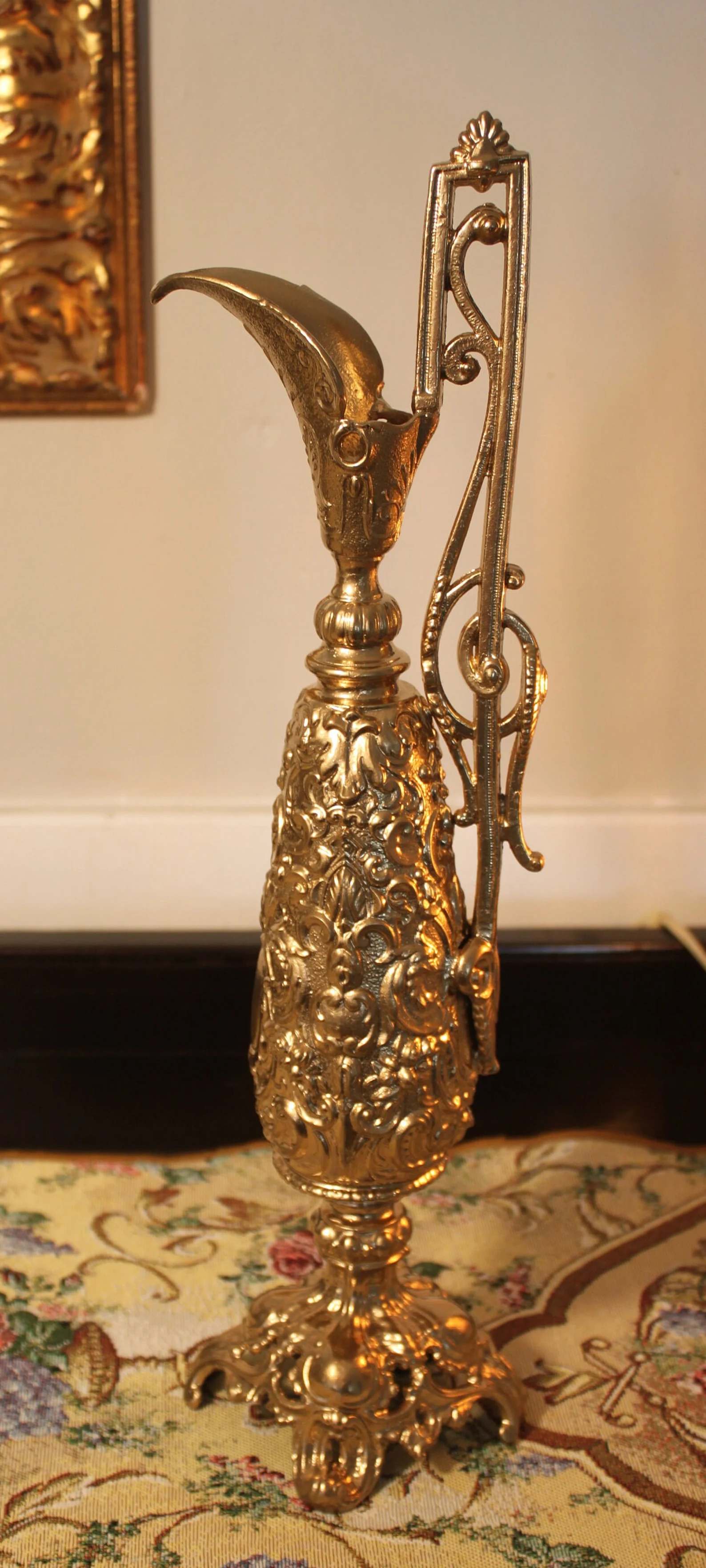 Art Nouveau cast metal spelter ornate Ewer Pitcher CIRCA 1950s