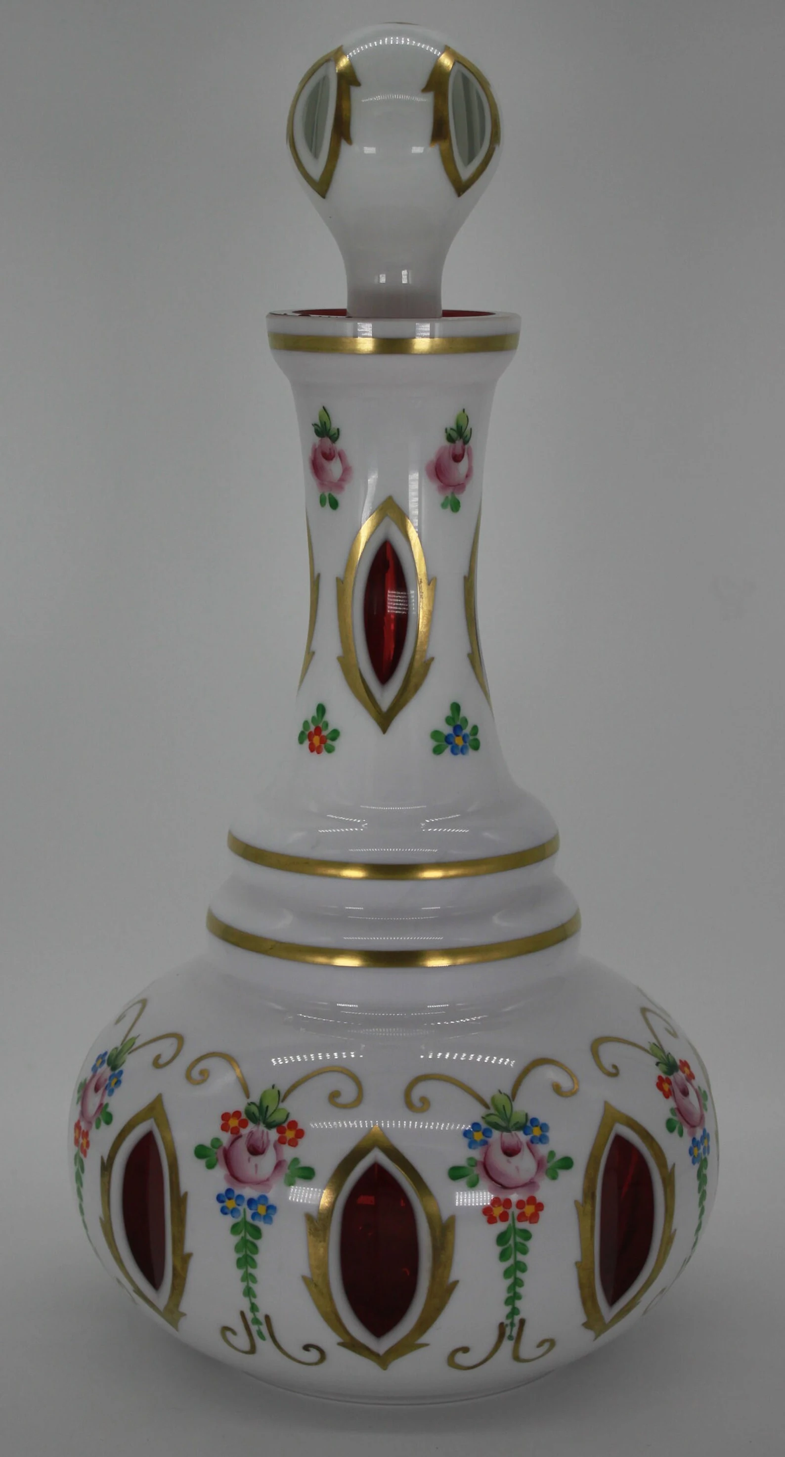 MOSER Bohemian opaline cased cut ruby red decanter CIRCA 1960s