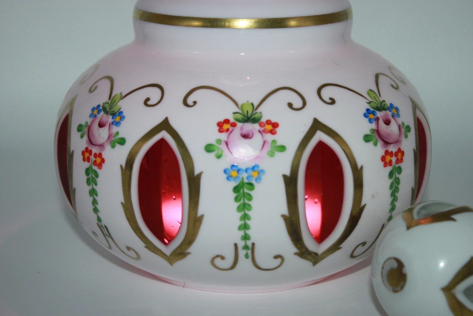 MOSER Bohemian opaline cased cut ruby red decanter CIRCA 1960s