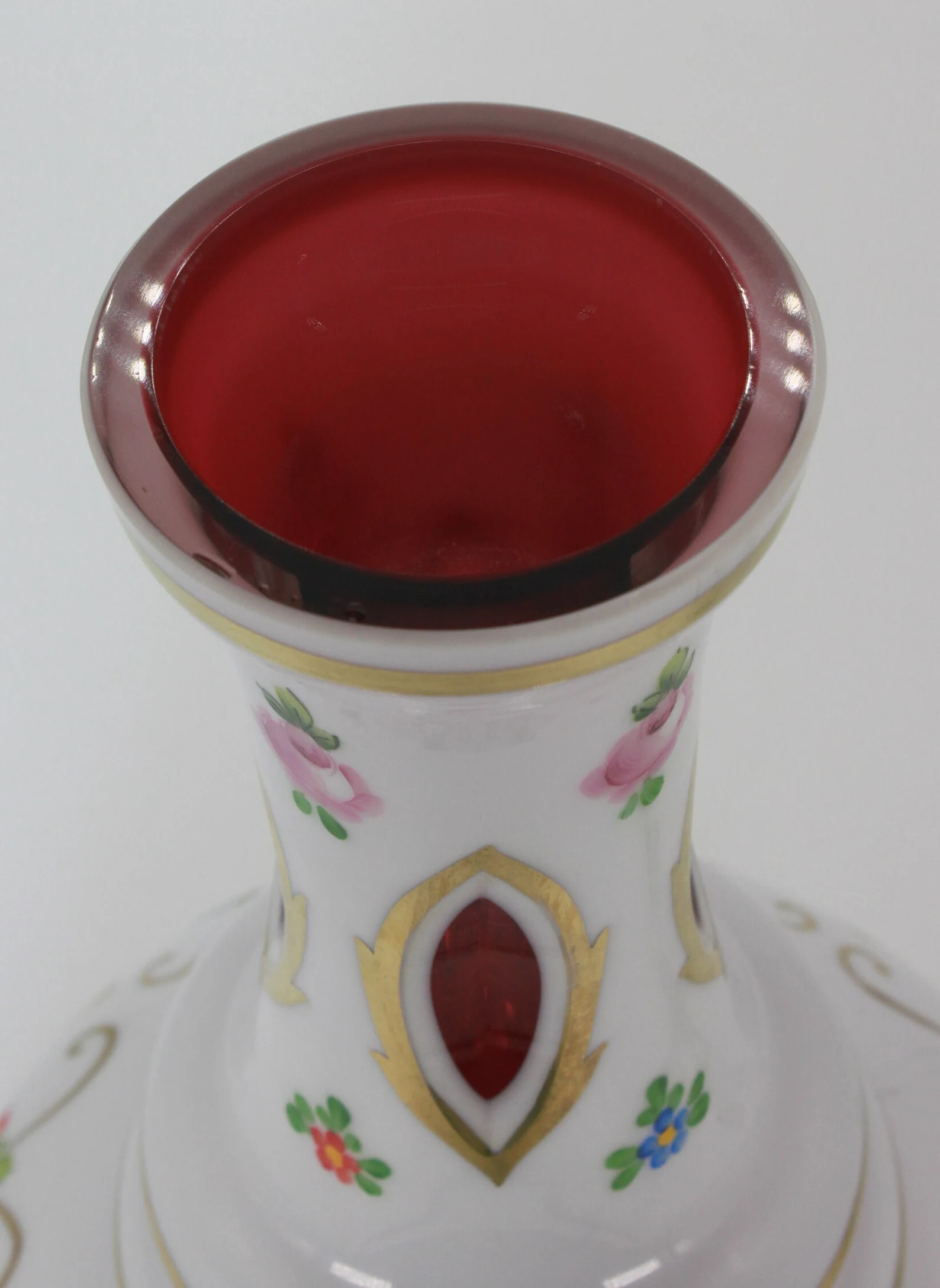 MOSER Bohemian opaline cased cut ruby red decanter CIRCA 1960s