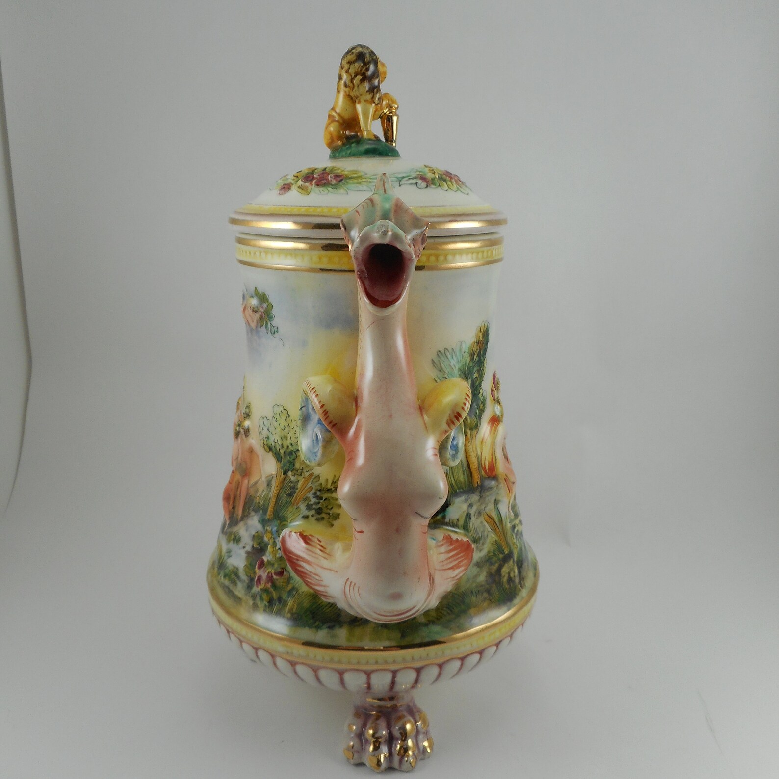 CAPODIMONTE Paul's 3284 dragon handle tea pot CIRCA 1950s