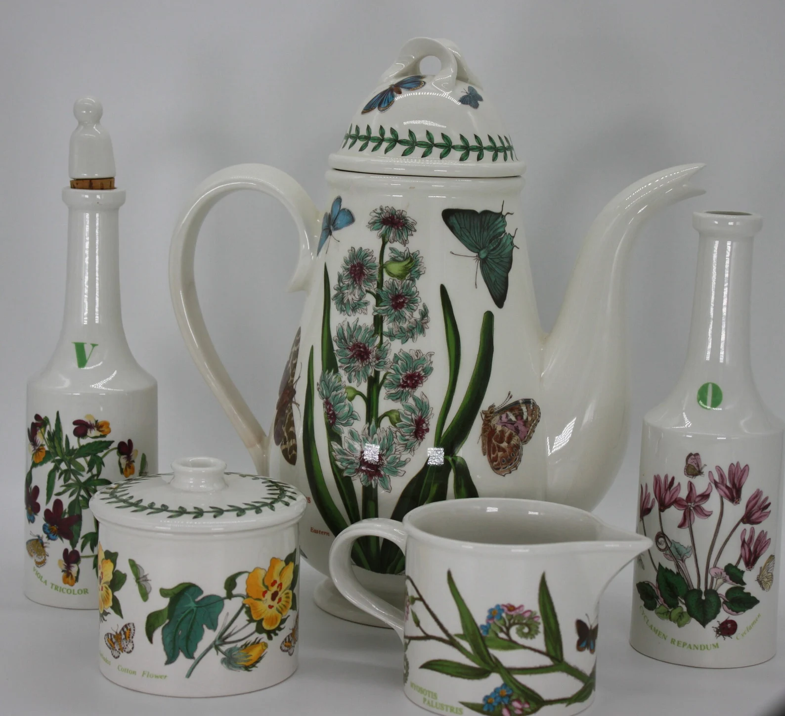 PORTMEIRION Botanic Garden Hyacinthus & Butterflies coffee pot mix set