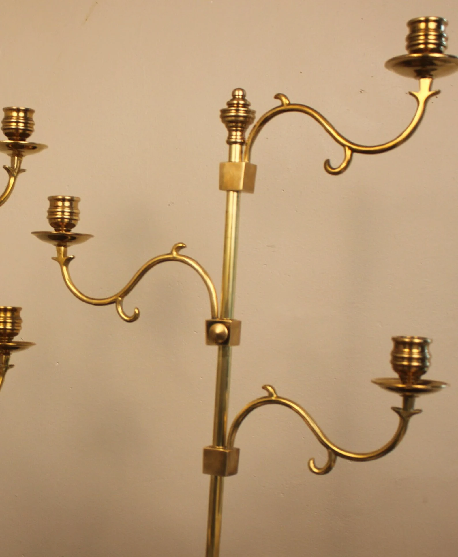 MAITLAND SMITH 3 arm adjustable brass pair candelabra CIRCA 1960s