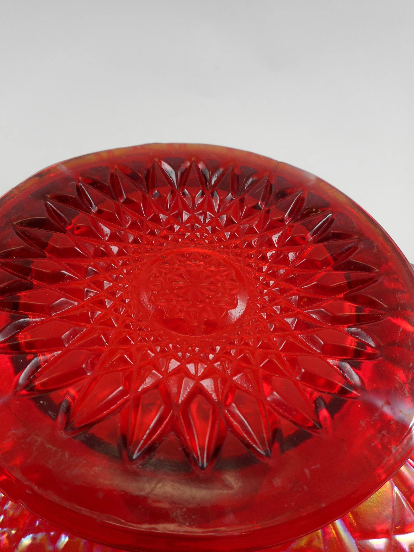 Carnival Glass Red iridescent Glass Bowl CIRCA 1940s