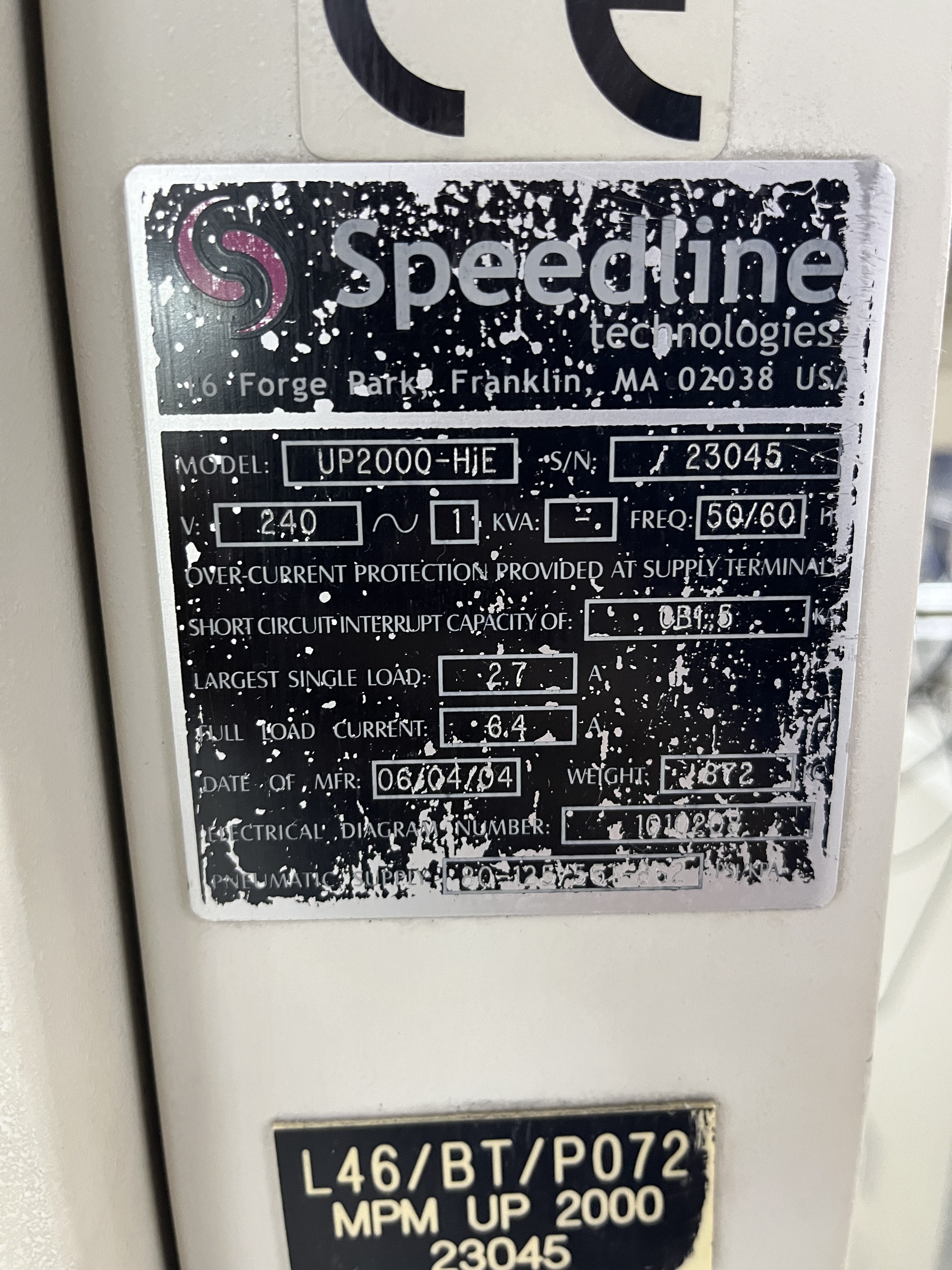 Screen printer speedline UP2000-HIE