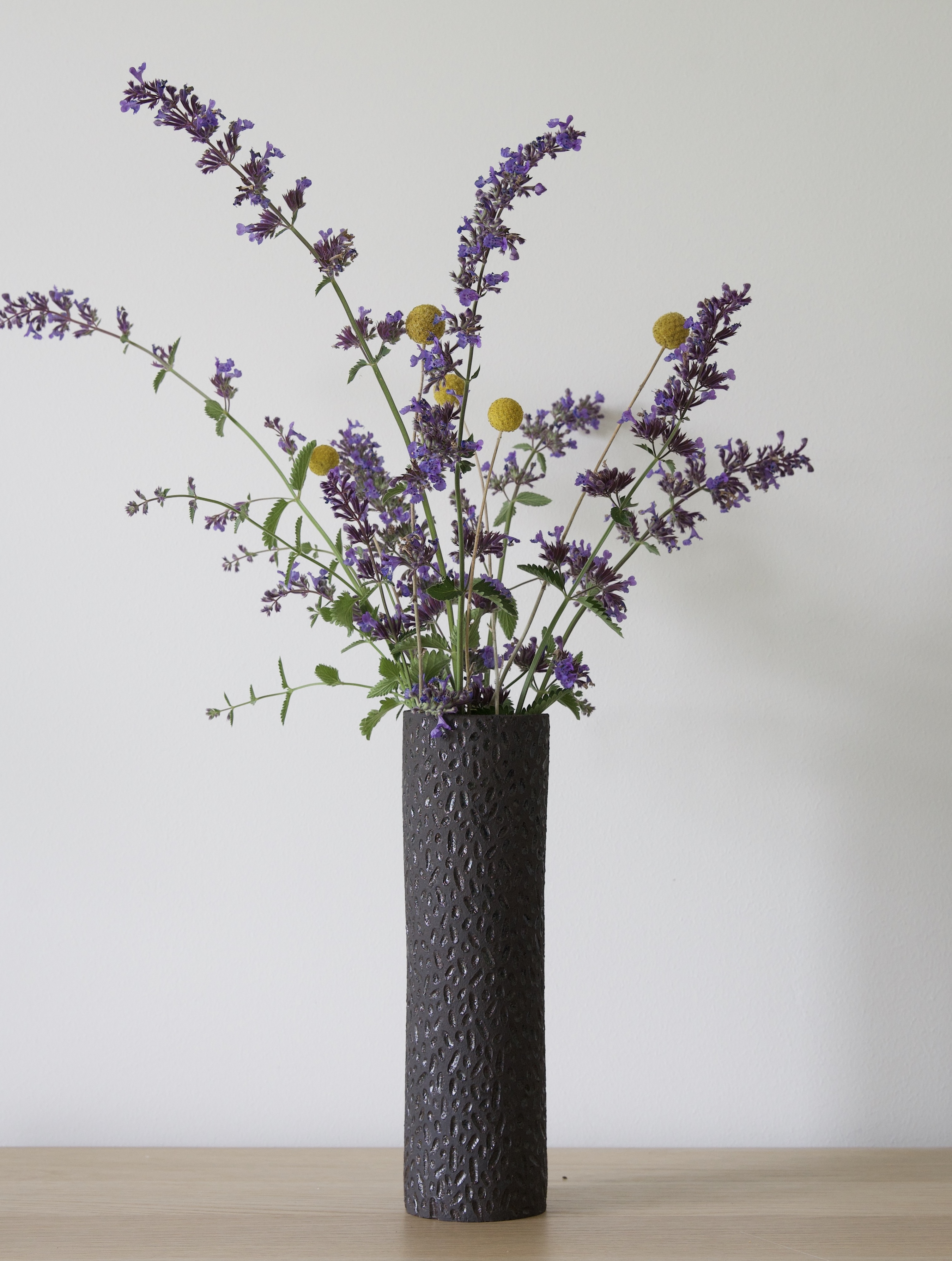 Textured Black Ceramic Vase