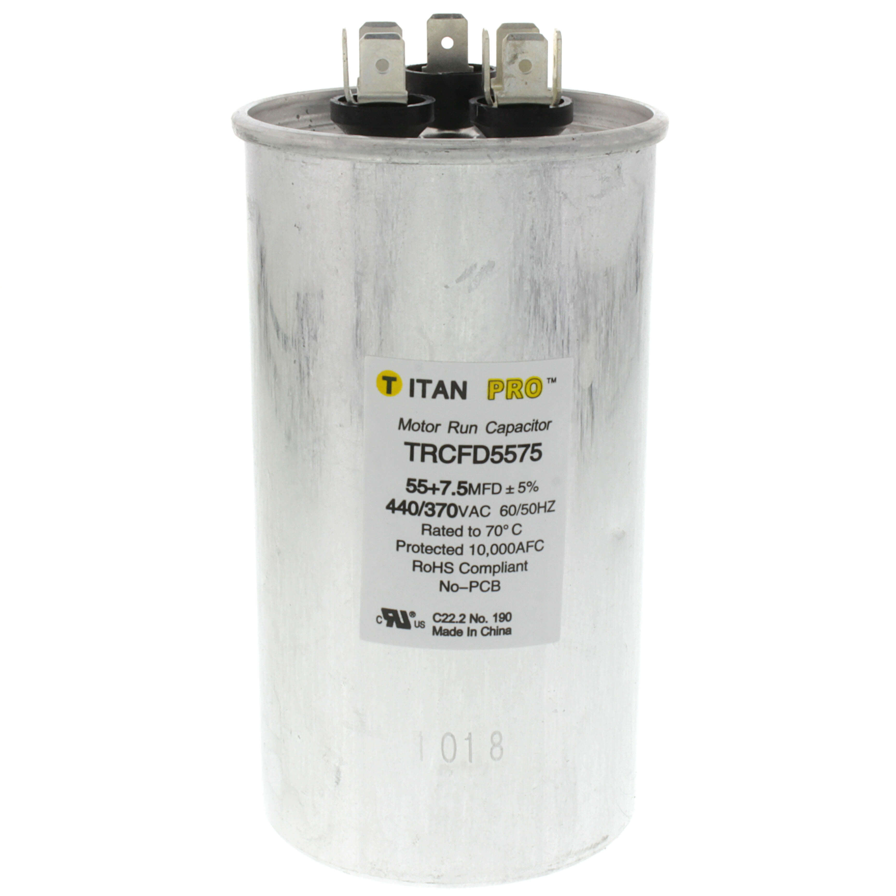 55/7.5 MFD Round Dual Motor Run Capacitor (440/370V)v