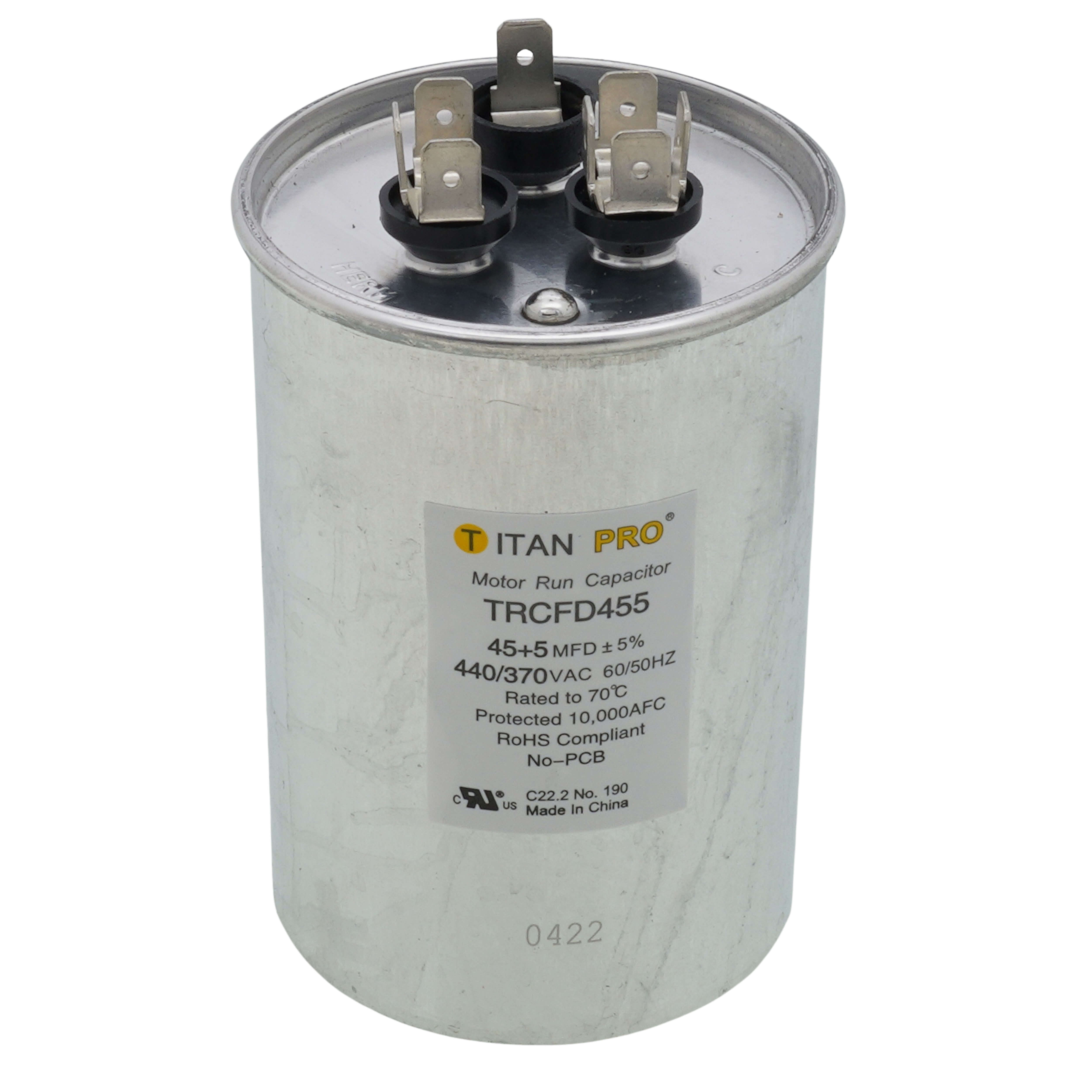 45/5 MFD Round Dual Motor Run Capacitor (440/370V)