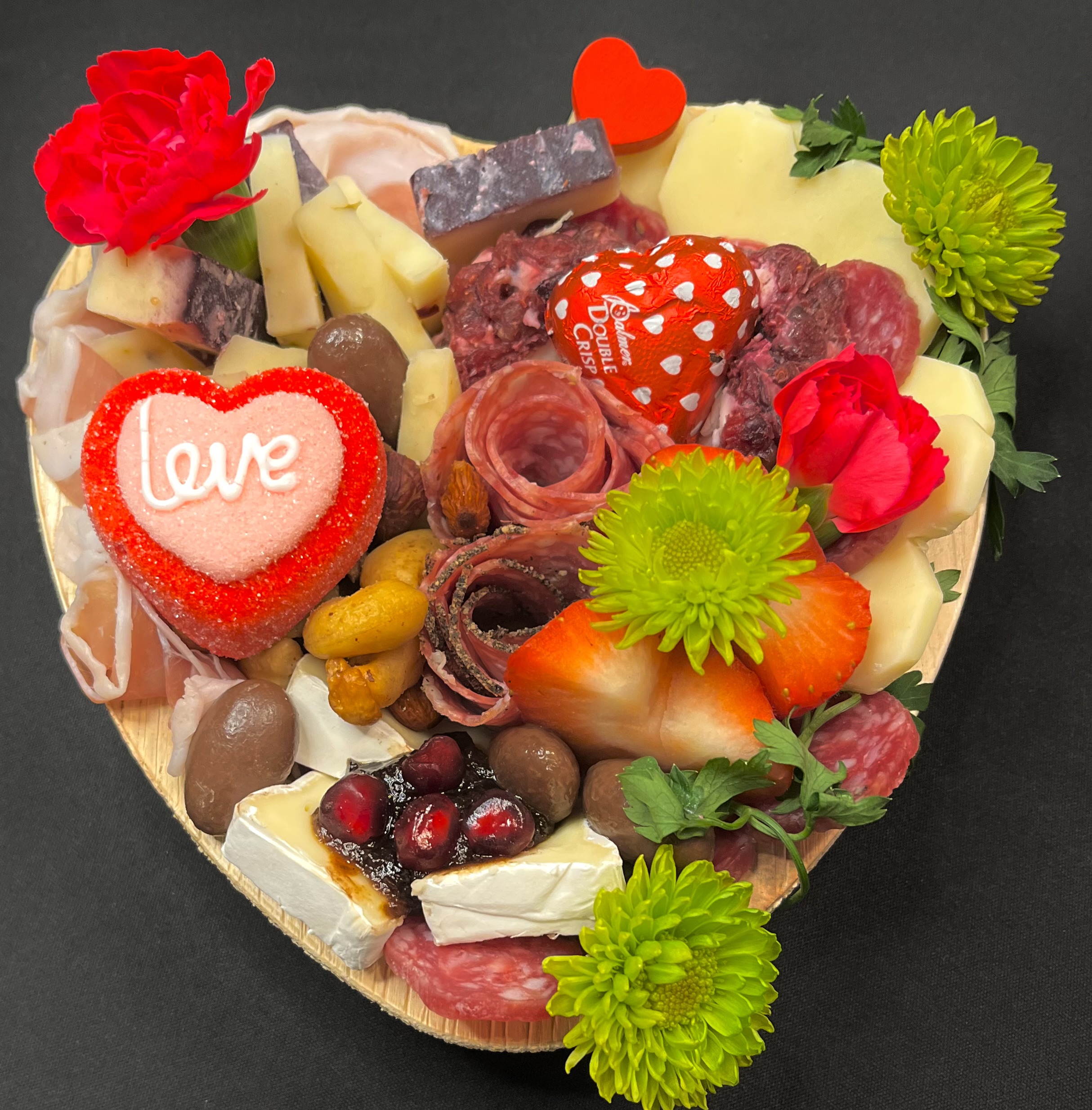 2 person heart bamboo board