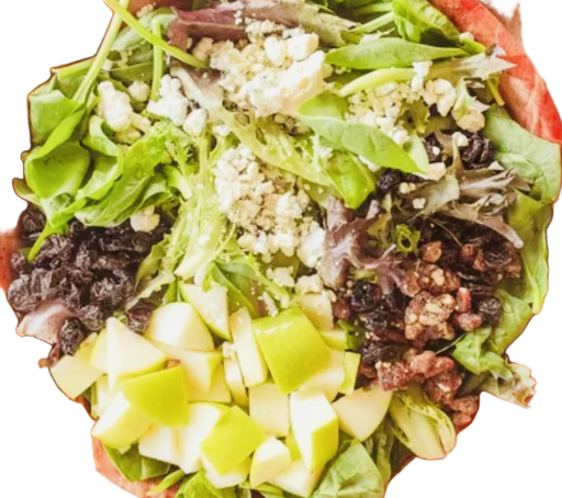 Michigan Cherry Salad XL. Feeds 12-15. Mixed greens, blue cheese, dried cherries, apples, walnuts, red onion served with vinaigrette dressing that is to die for