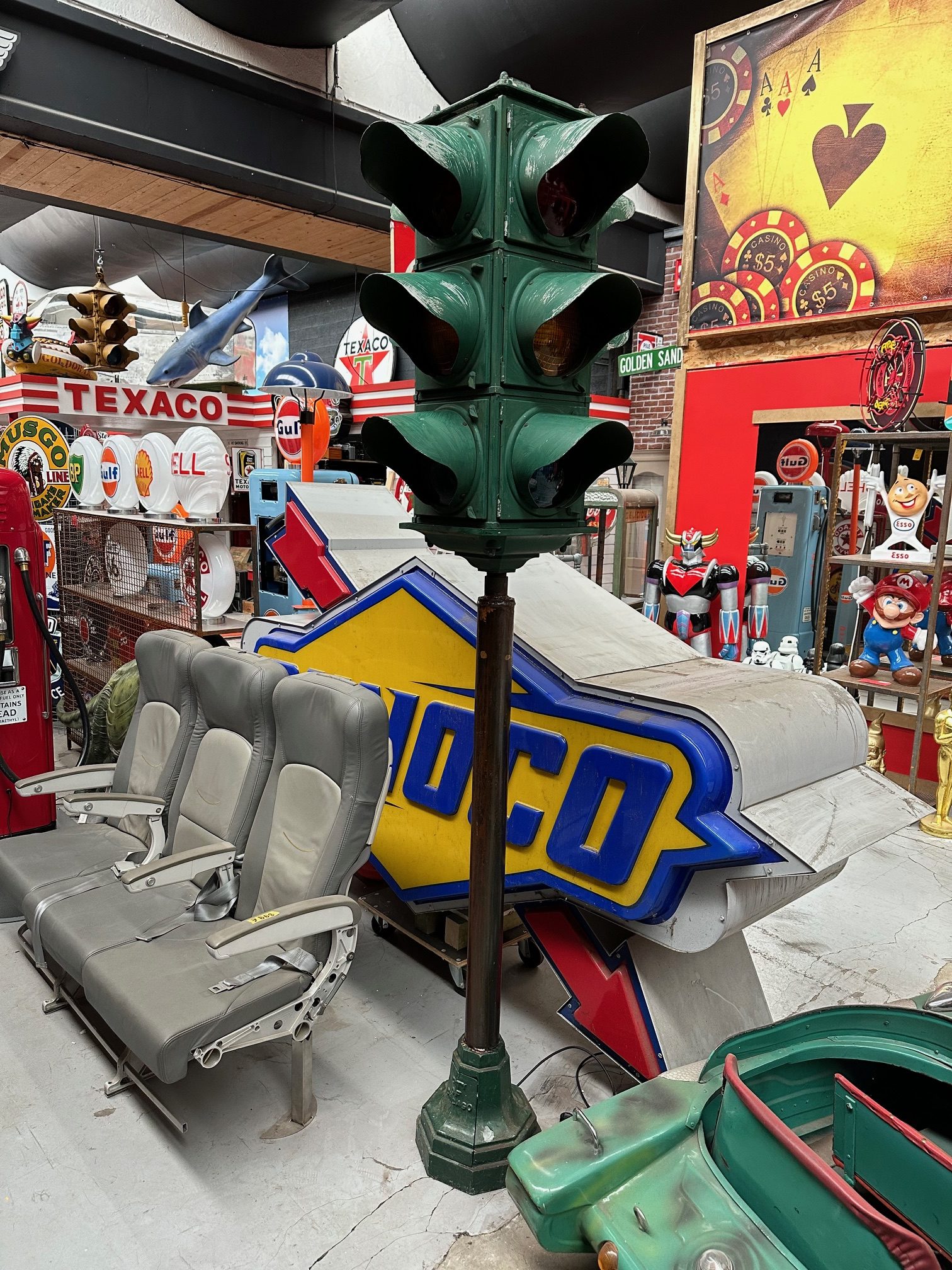 Authentic American 4-sided American red light from original 1940 patina