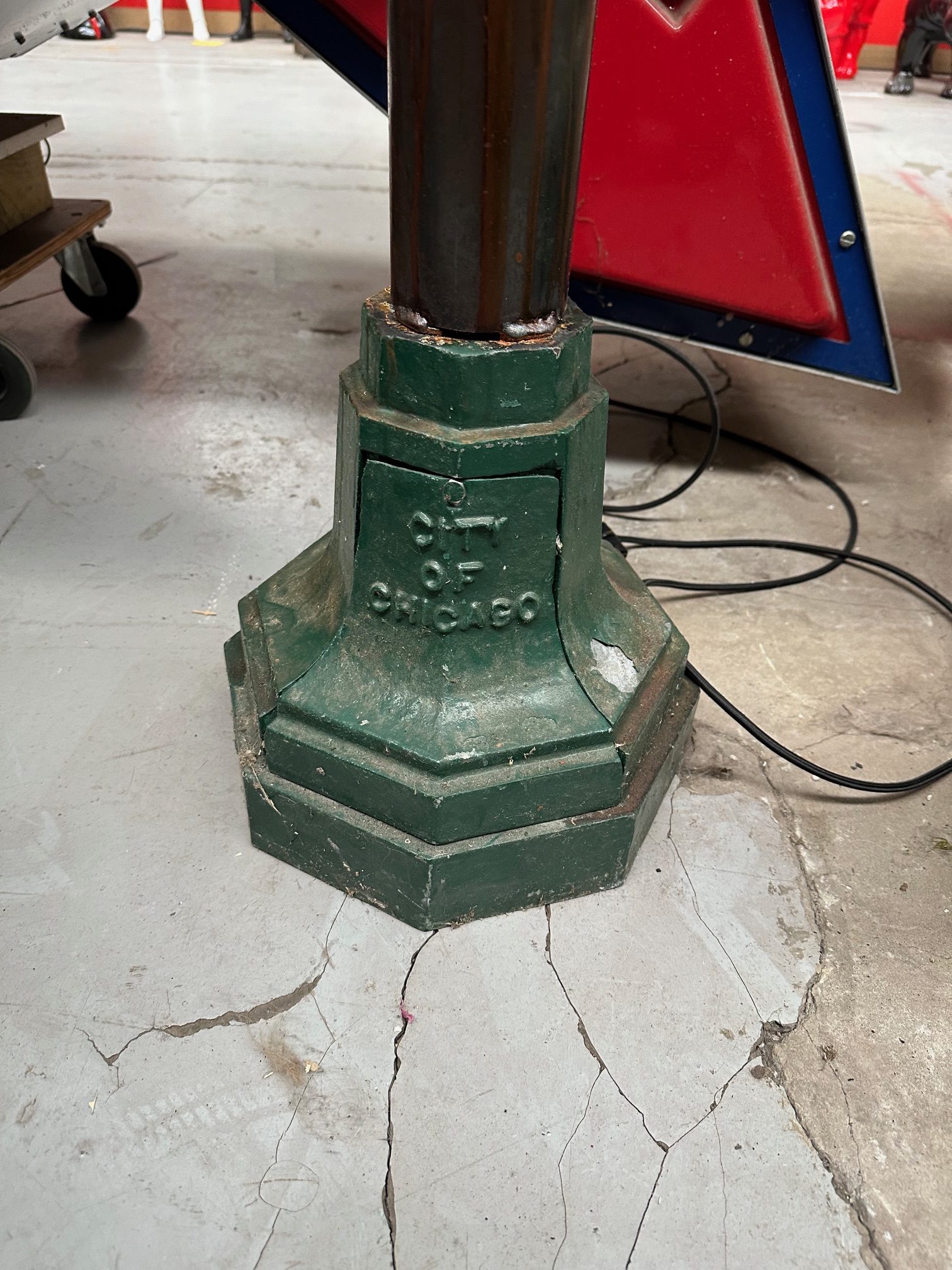 Authentic American 4-sided American red light from original 1940 patina