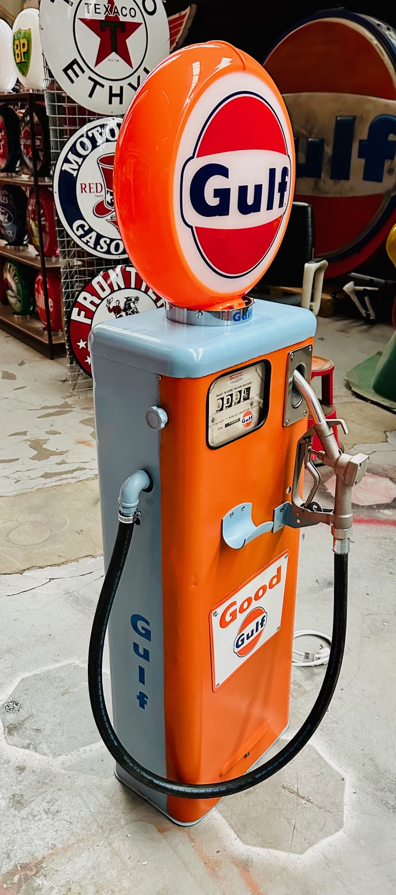Restored American Gulf gasoline pump.