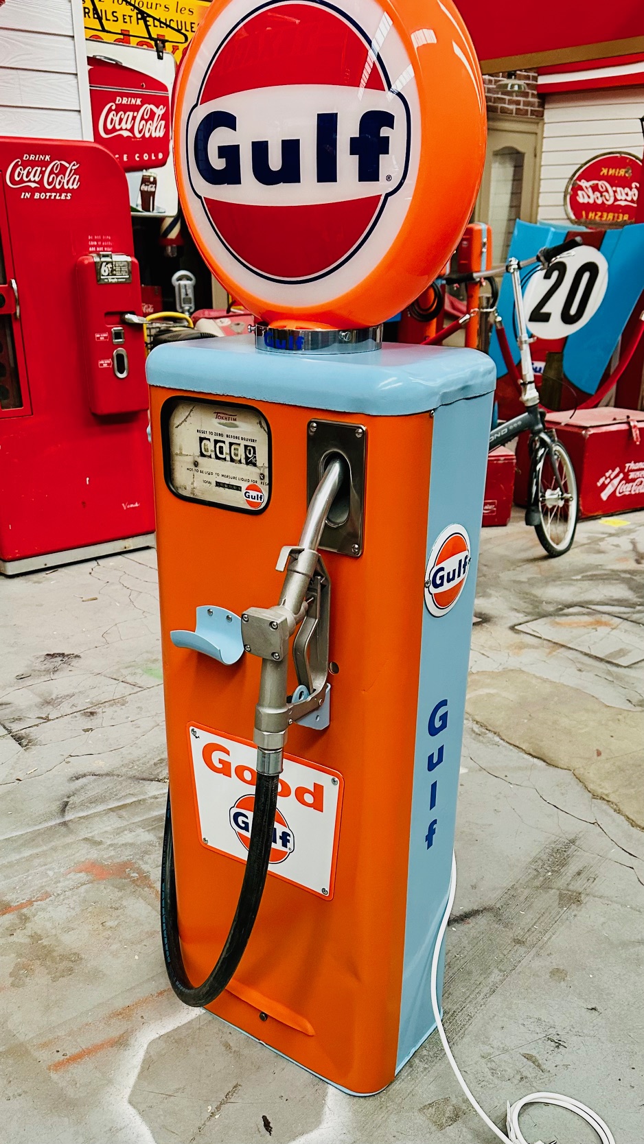 Restored American Gulf gasoline pump.