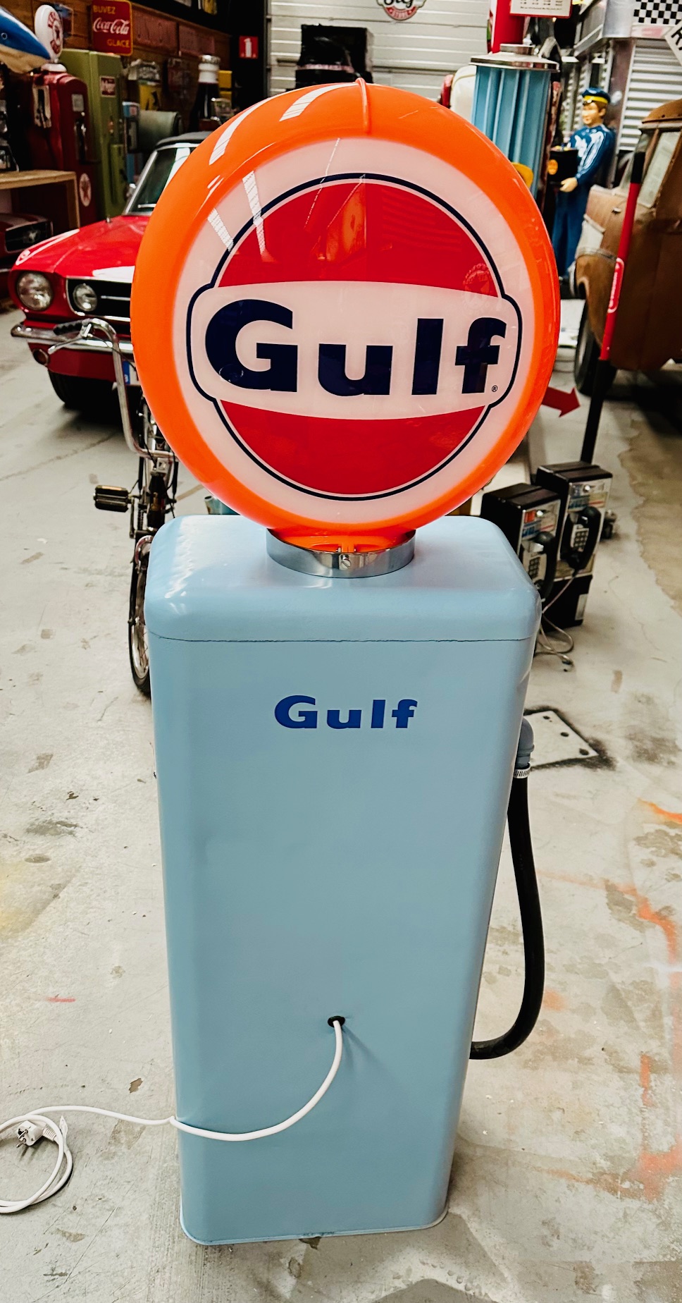 Restored American Gulf gasoline pump.