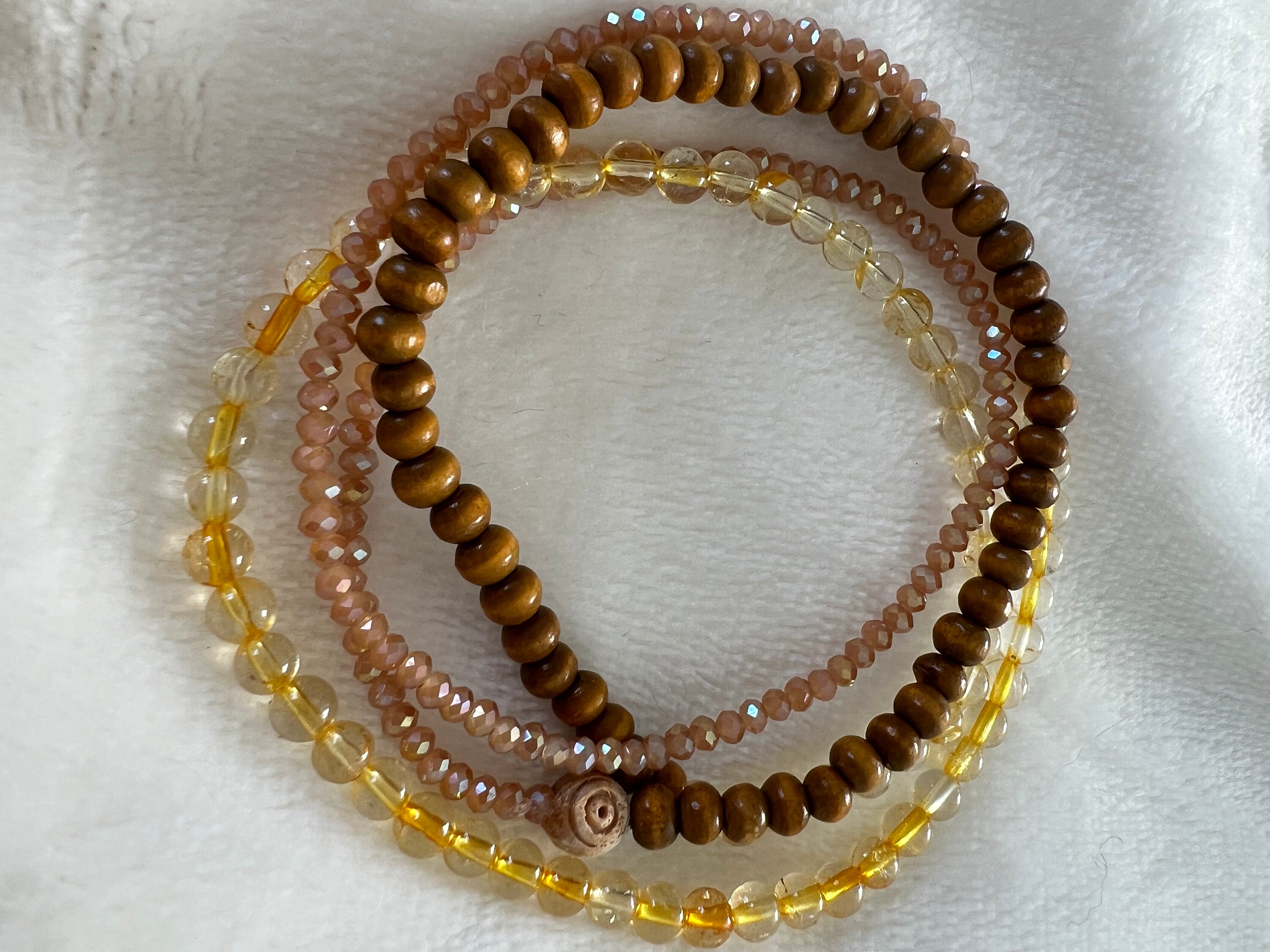 Shine the Light Gemstone and Wood Stretch Wrap Bracelet