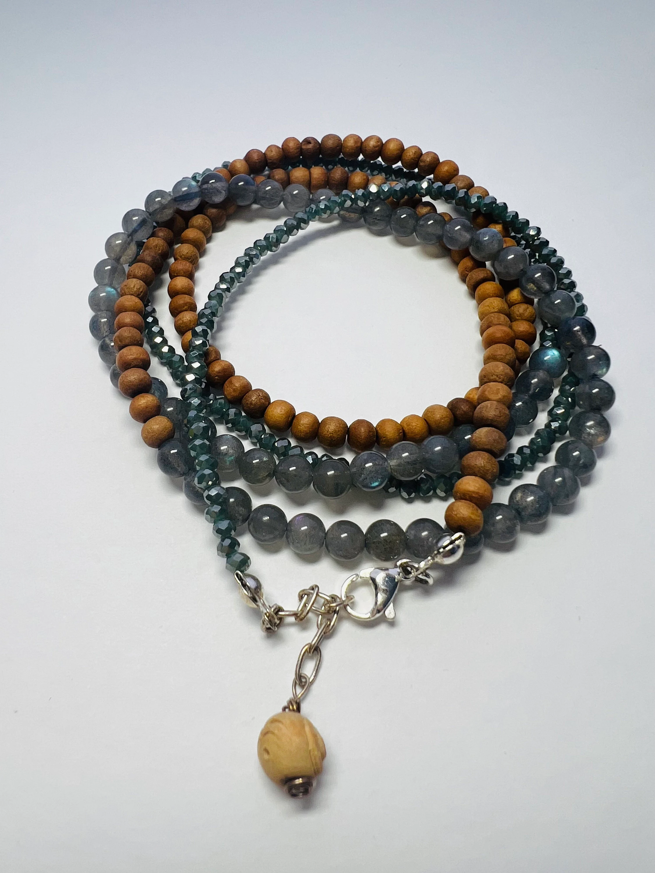 The Guardian Gemstone and Sandalwood Wrap Bracelet