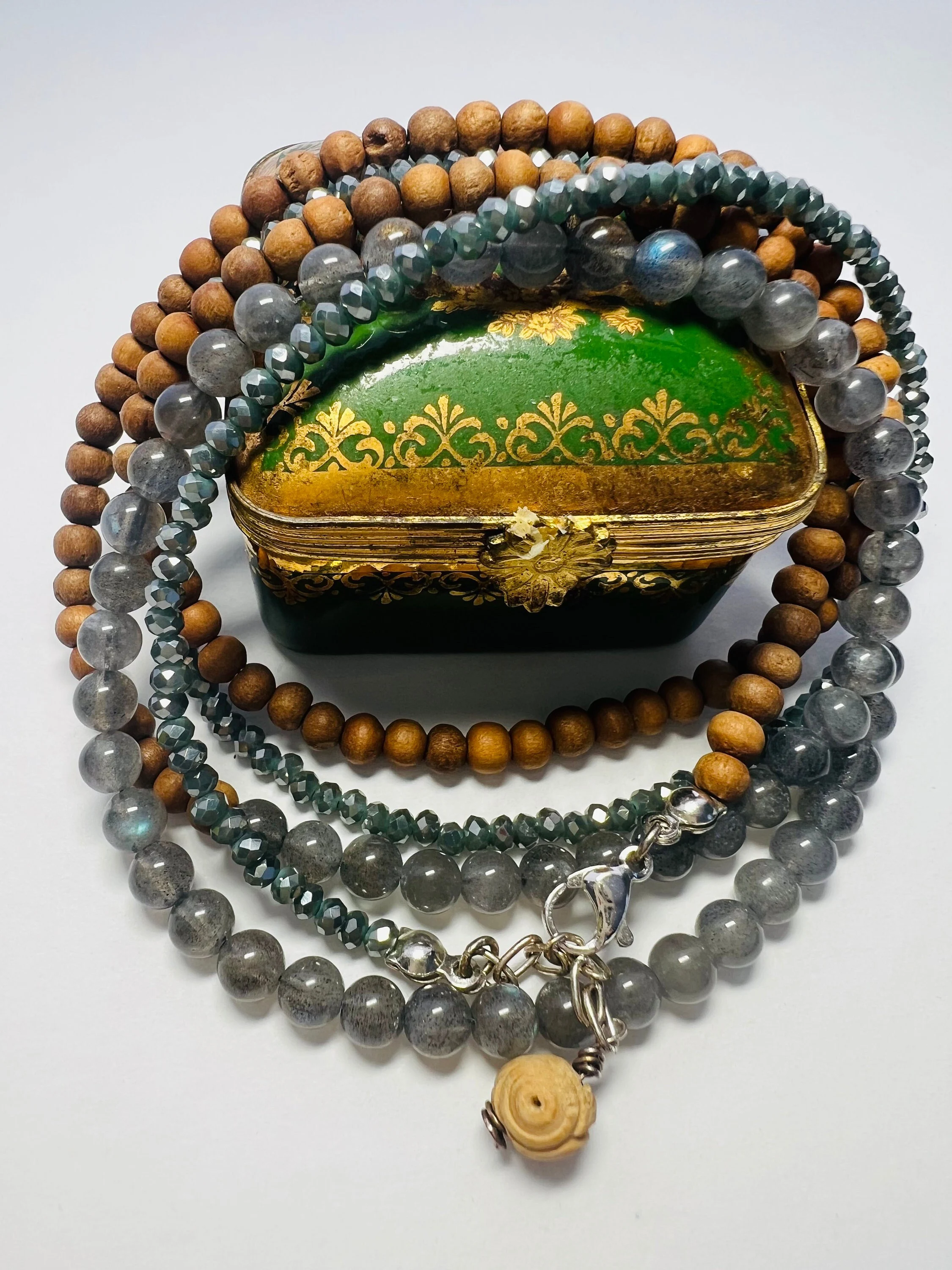 The Guardian Gemstone and Sandalwood Wrap Bracelet