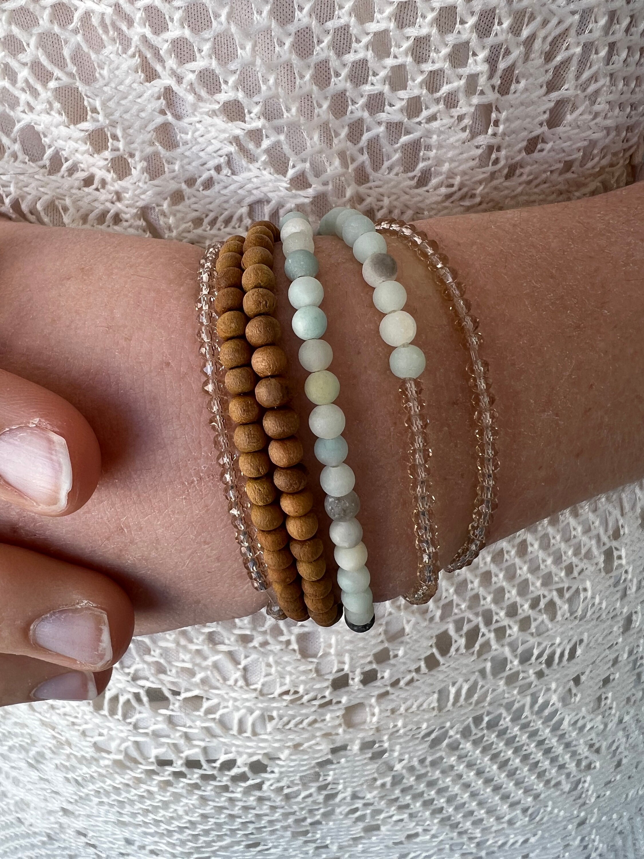 No More Excuses Gemstone and Sandalwood Stretch Wrap Bracelet