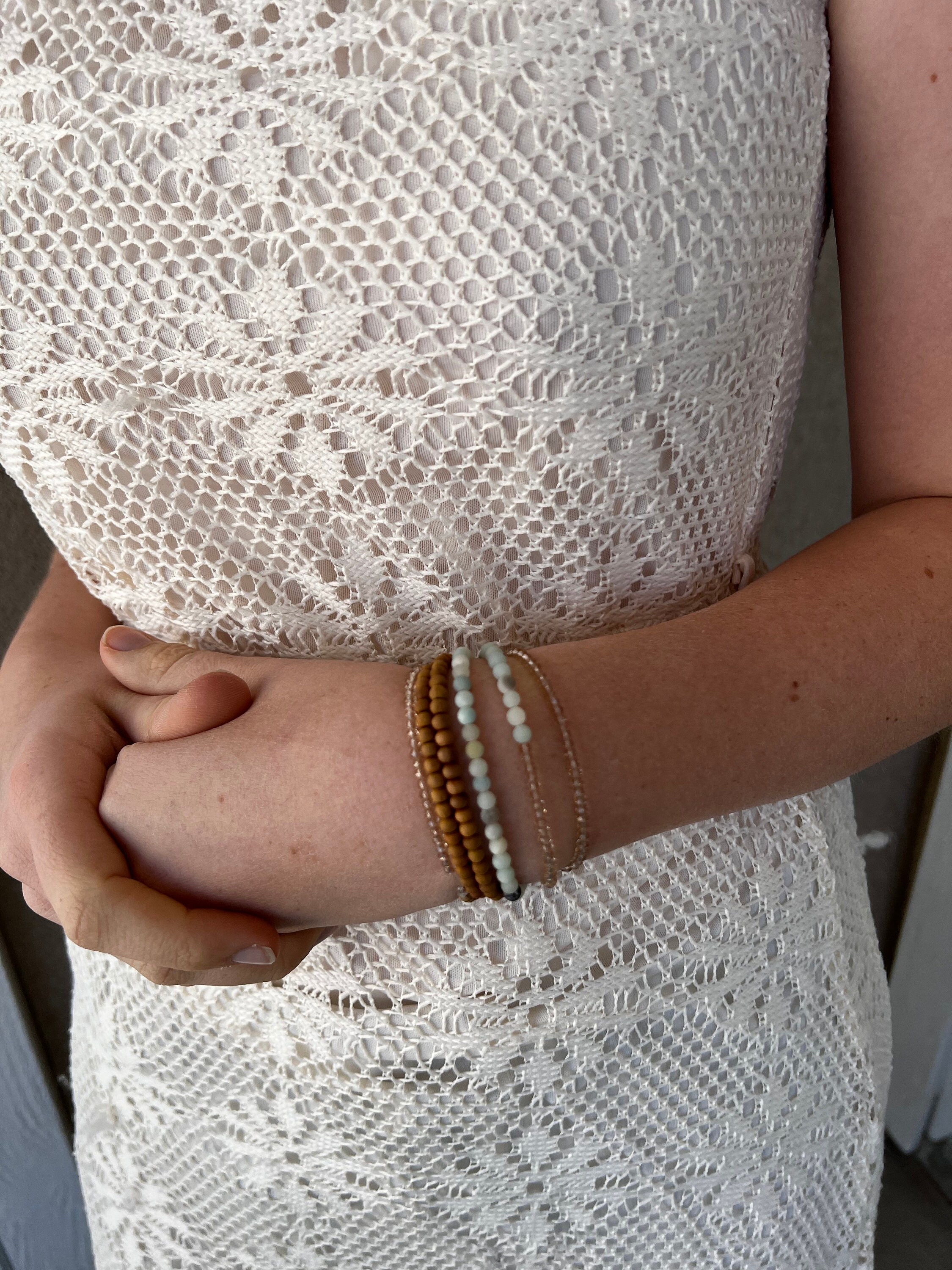 No More Excuses Gemstone and Sandalwood Stretch Wrap Bracelet