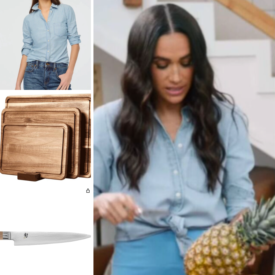 🧵 Meghan en azul chambray, un look relajado y auténtico