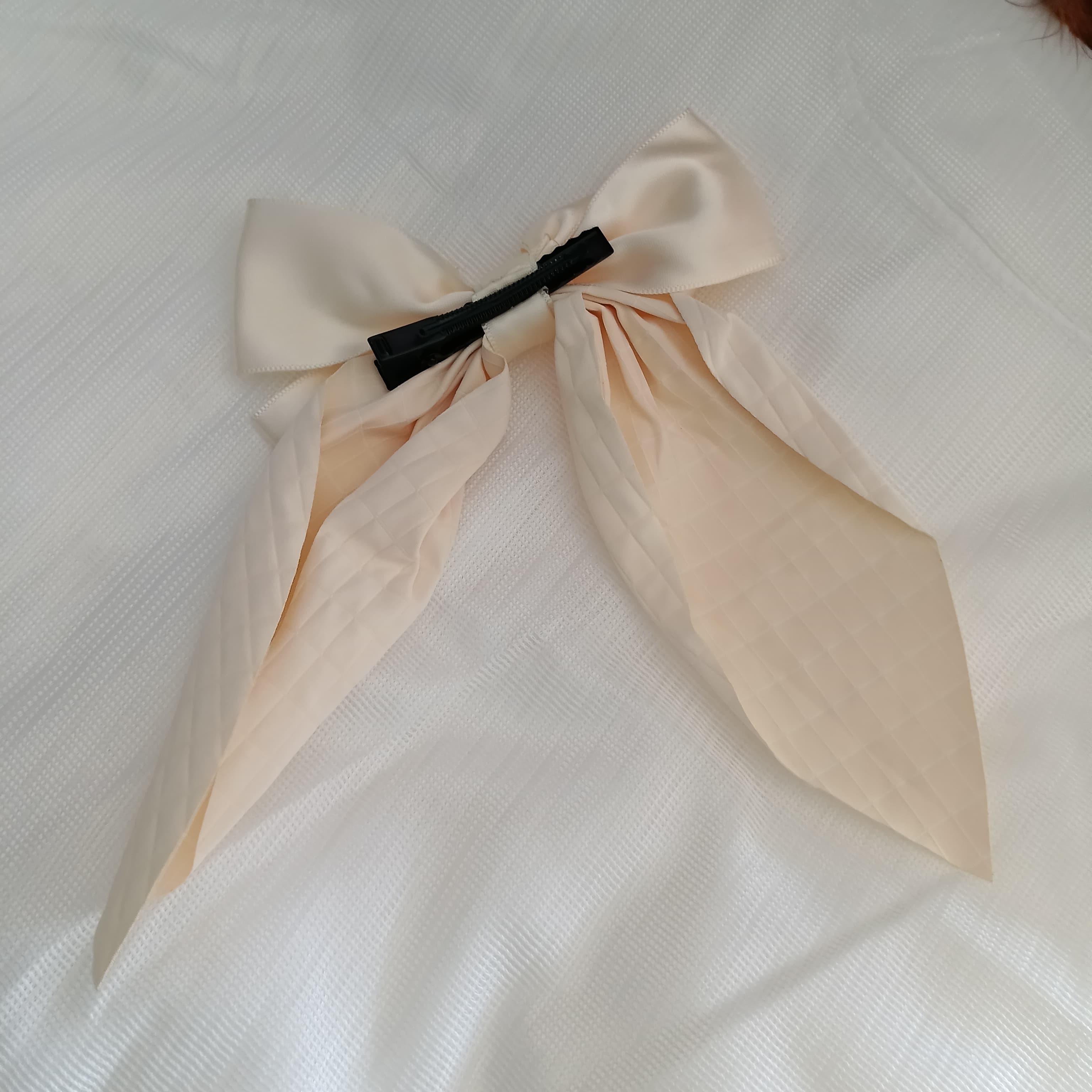 Stylish Cream Long Tail Hair Bow (1-pcs)