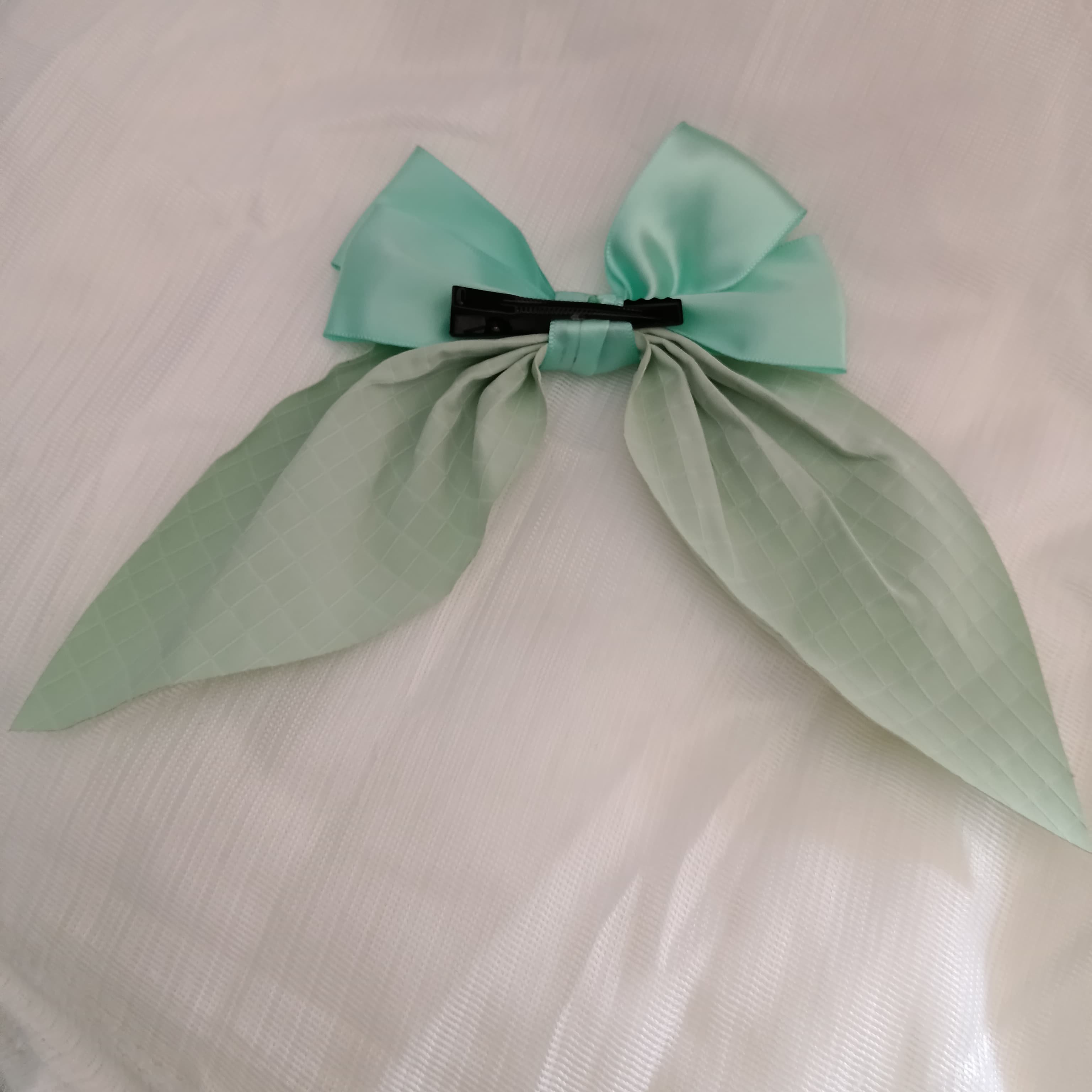 Stylish Pista Green Long Tail Hair Bow ( 1pcs)