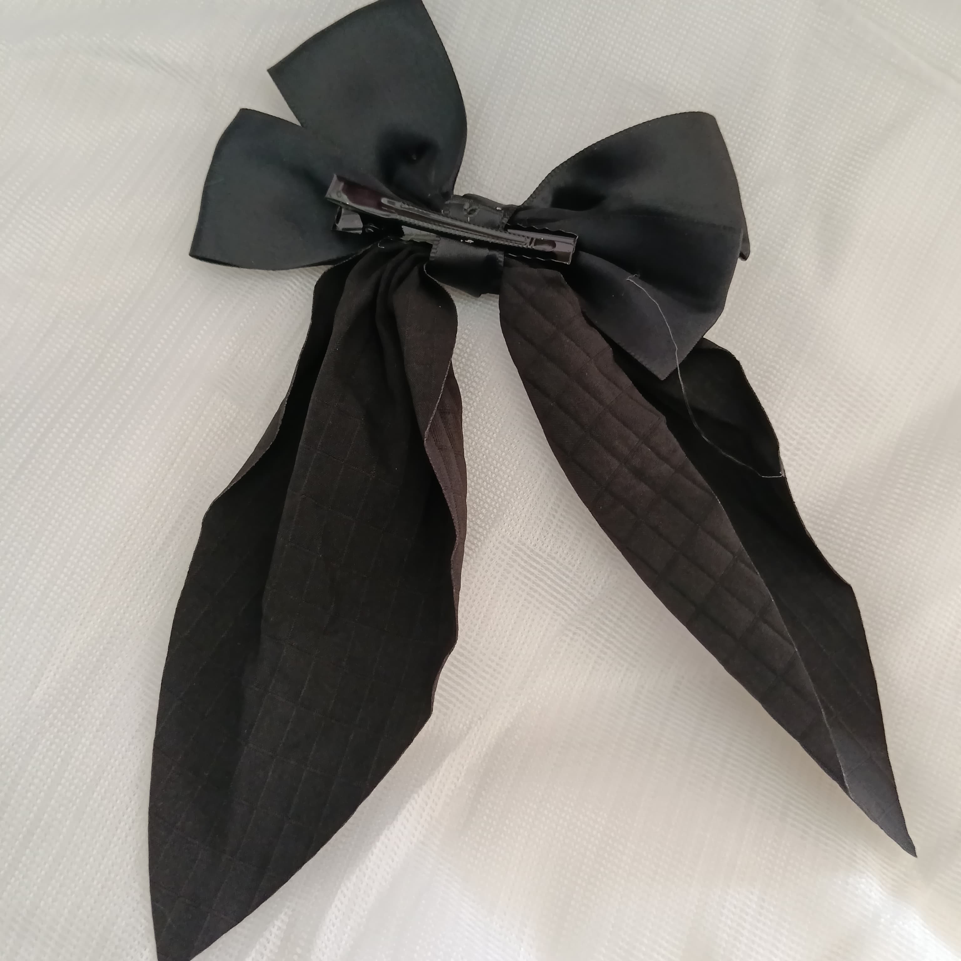 Stylish Black Long Tail Hair Bow (1pcs)