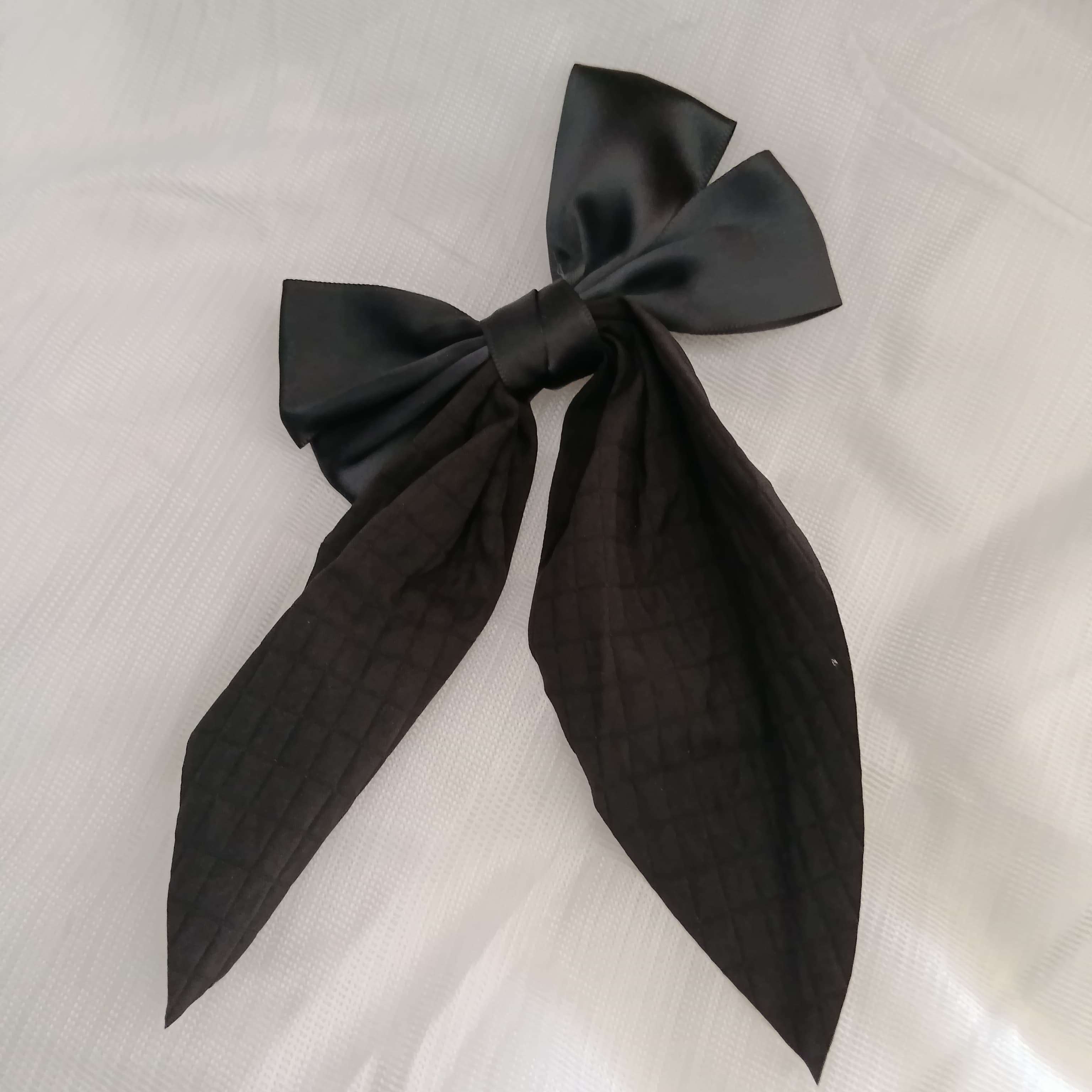 Stylish Black Long Tail Hair Bow (1pcs)