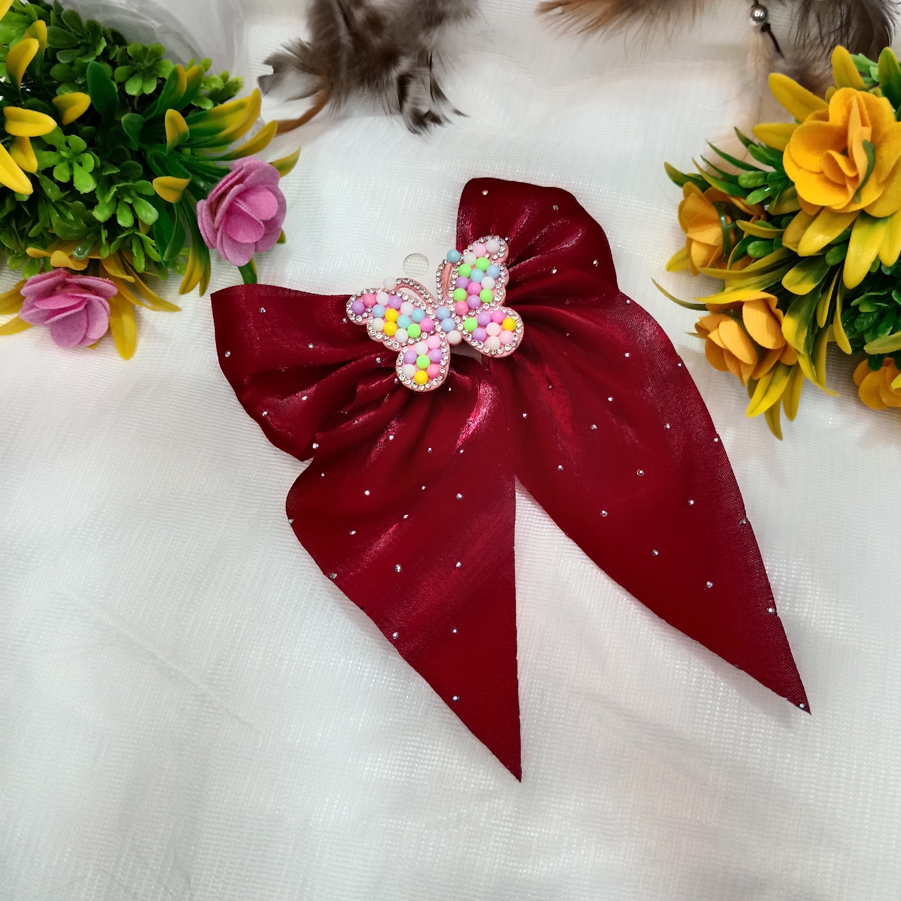 Maroon Bow Hair Clip 1-PC