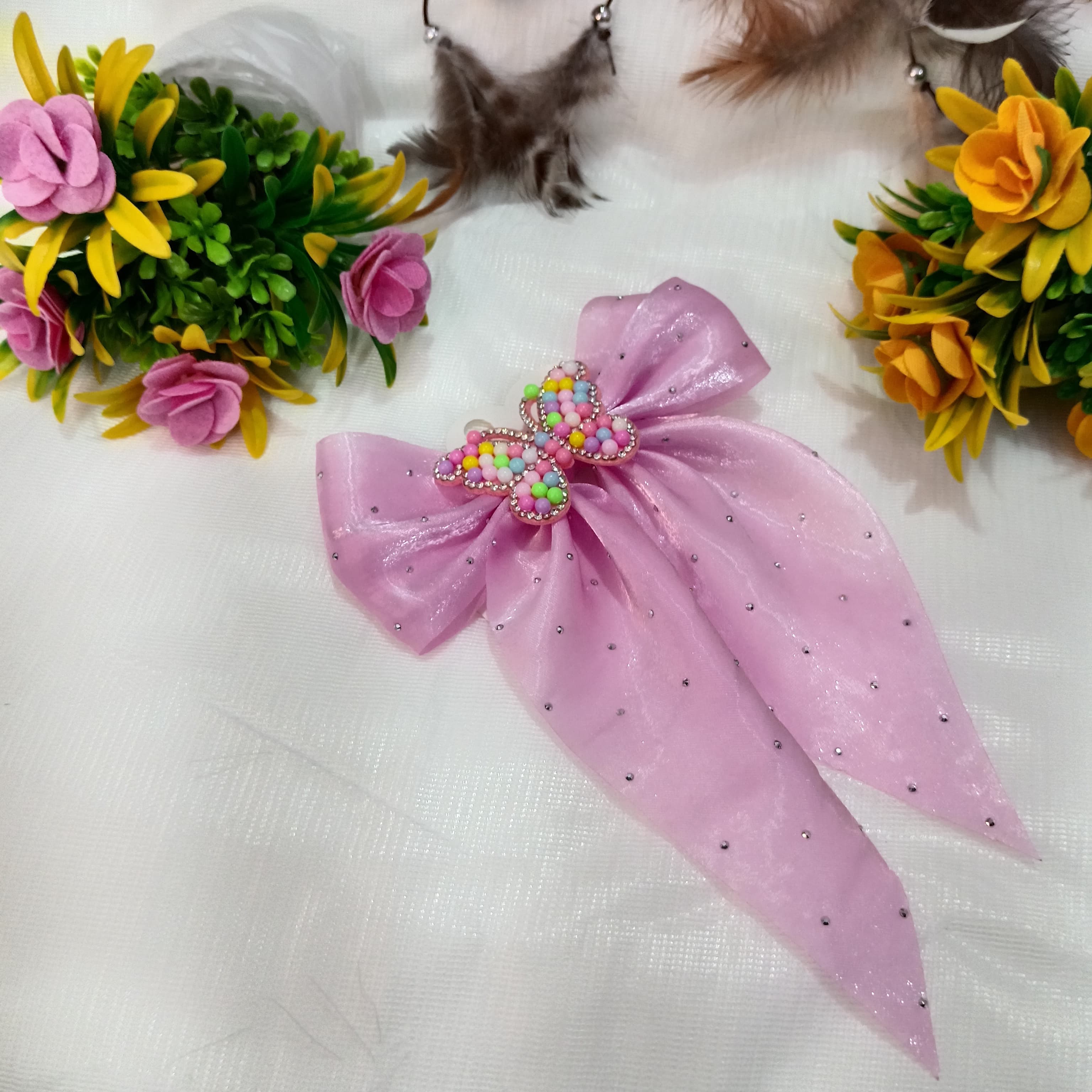 Pink Bow Hair Clip 1-PC