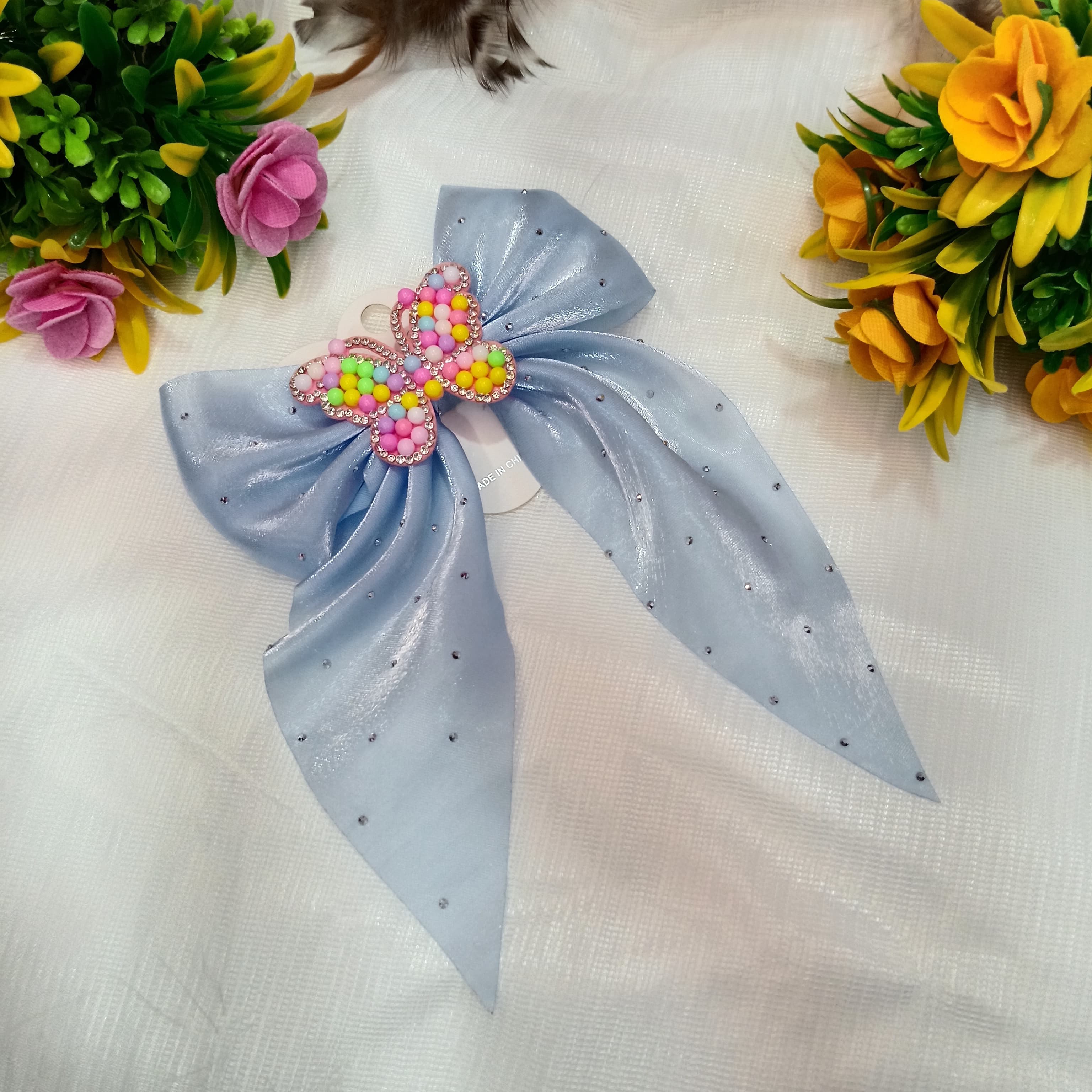 Light Blue Bow Hair Clip 1-PC