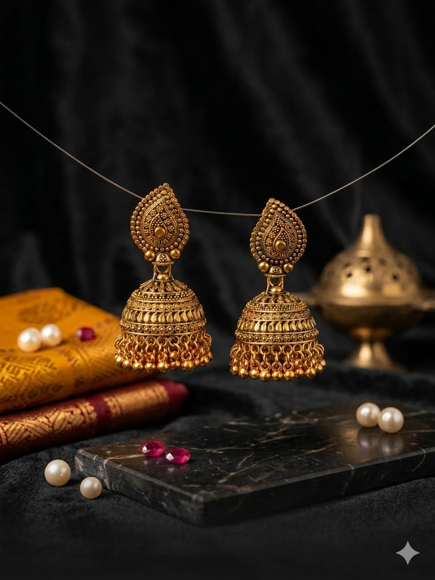 Antique Gold Jhumka Earrings