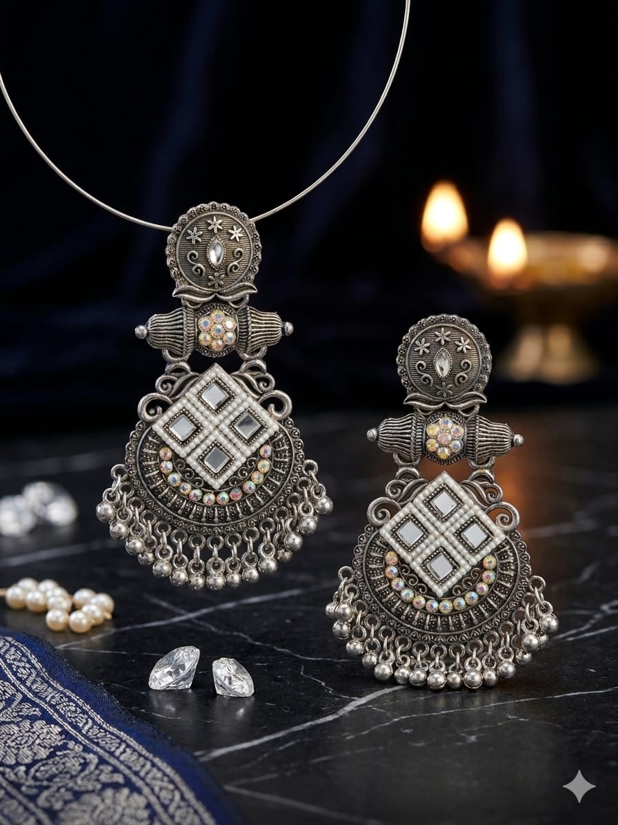 Antique Silver Statement Earrings