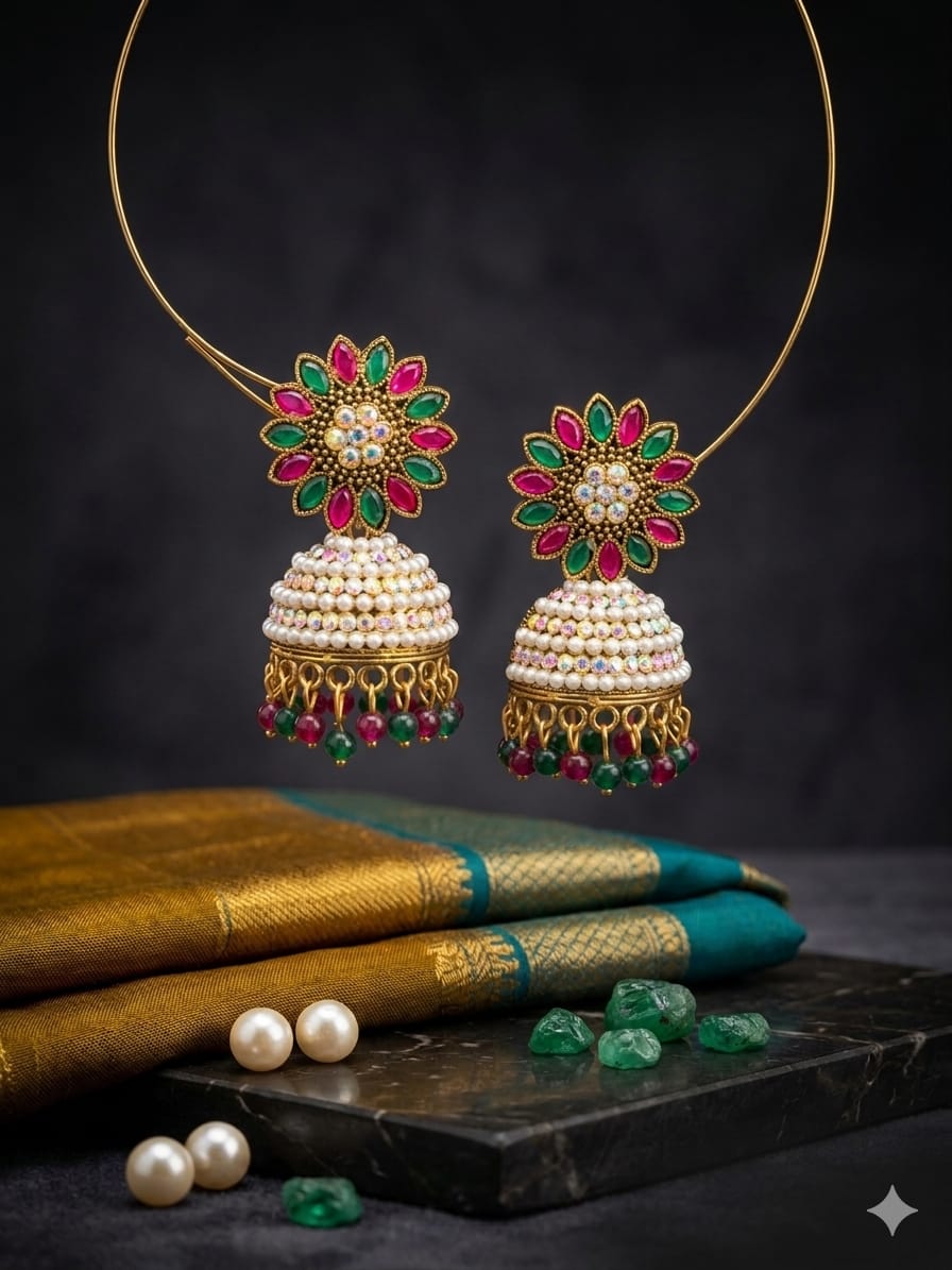 Traditional Pearl Jhumka Earrings
