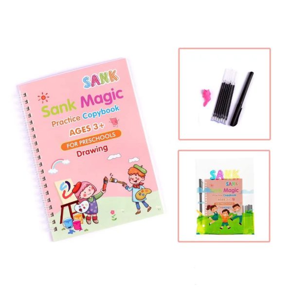 Sank Magic Book Practice | Tracing Handwriting First Pre-school Baby Learning Books For Kids (4 Books + Magic Pen With 10 Ink Refills )