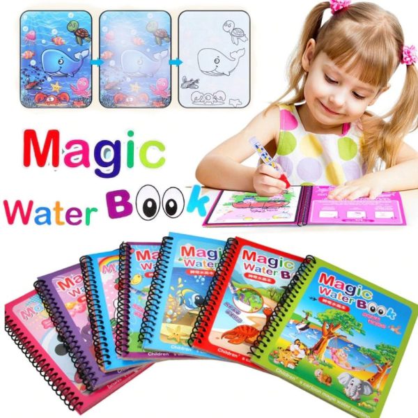 (1 Pcs) Magic Water Book Painting Drawing Coloring Board Book Doodle & Magic Water Pen(random Book )
