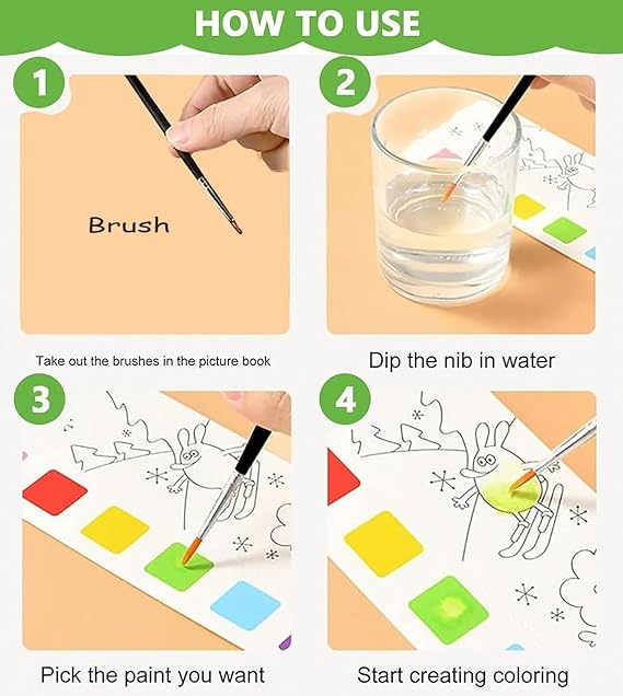 Water colour Painting Notepad For Kids | Water Painting Book With Water Colour With Painting Brush (random Book)