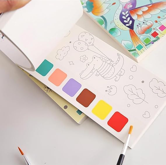 Water colour Painting Notepad For Kids | Water Painting Book With Water Colour With Painting Brush (random Book)