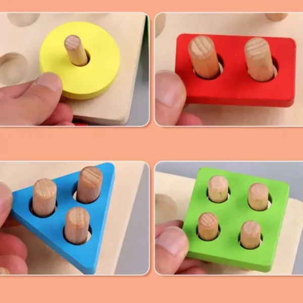 Wooden Fishing Four Post | Geometric Shape Sorter With Magnetic Fishing Game (random Color)