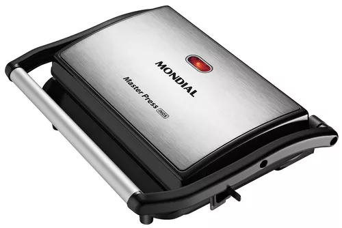 Sanduicheira e grill antiaderente 1000W inox Mondial
