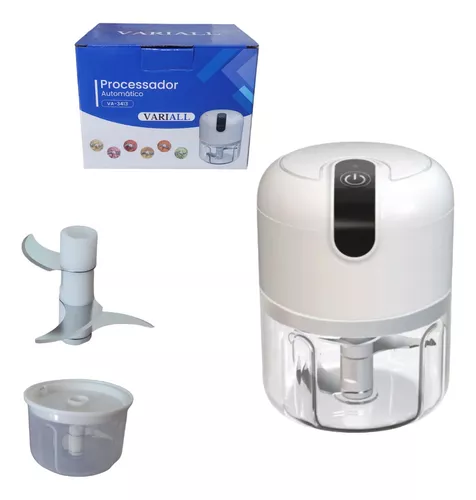 Mini Processador Triturador De Alimentos Elétrico Potente Sem Fio Usb Multiprocessador De Legumes Picador De Temperos Laminas Em Inox Portátil Recarregável Premium Variall