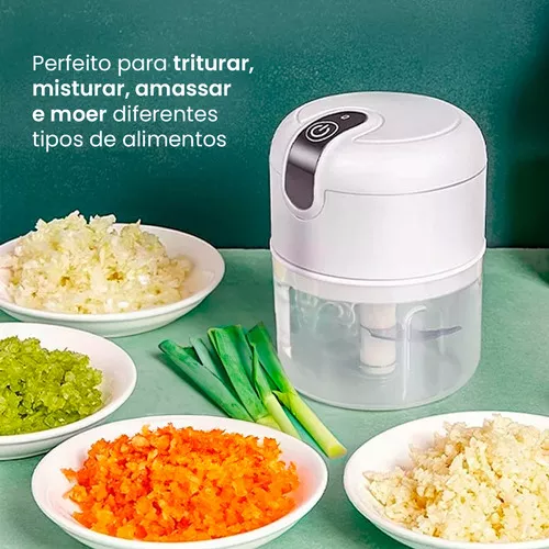 Mini Processador Triturador De Alimentos Elétrico Potente Sem Fio Usb Multiprocessador De Legumes Picador De Temperos Laminas Em Inox Portátil Recarregável Premium Variall