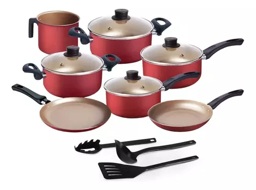 Jogo de panelas de cozinha Marpal Elegan 10 Peças 10 PEÇAS com 10 peças de alumínio bordô