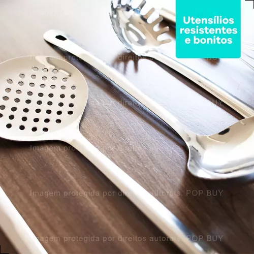 Jogo Utensílios Cozinha Em Aço Inox Kit 7 Peças Conjunto