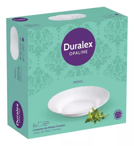 Jogo De Pratos Fundos 6 Peças Branco Duralex Opaline Vidro