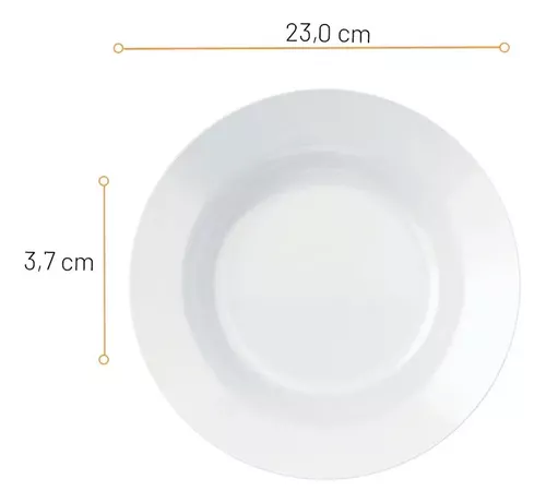 Jogo De Pratos Fundos 6 Peças Branco Duralex Opaline Vidro
