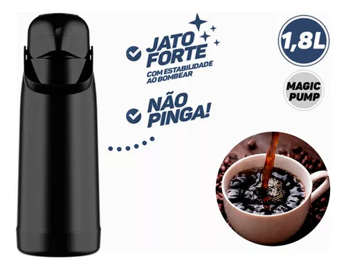 Garrafa Térmica Pressão 1,8 L Café Chá Agua Quente E Fria